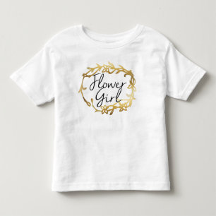 Chic Golden Floral Flower Girl Toddler T-Shirt