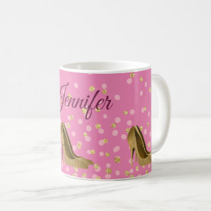 Chic Golden Stilettos Pink  Coffee Mug