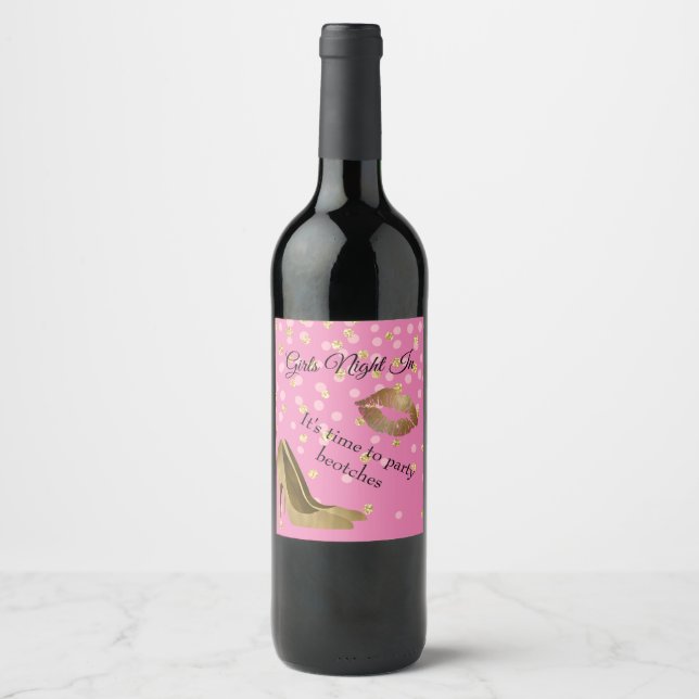 Chic Golden Stilettos Pink    Wine Label (Front)