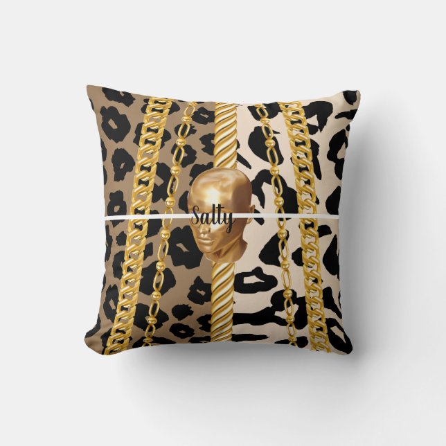 Chic Golden Wild Luxurious stylish Girly Bday Cushion (Front)