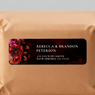 Chic gothic red moody red black floral wedding