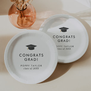 Chic Grad Cap Congrats Grad Graduation Paper Plate