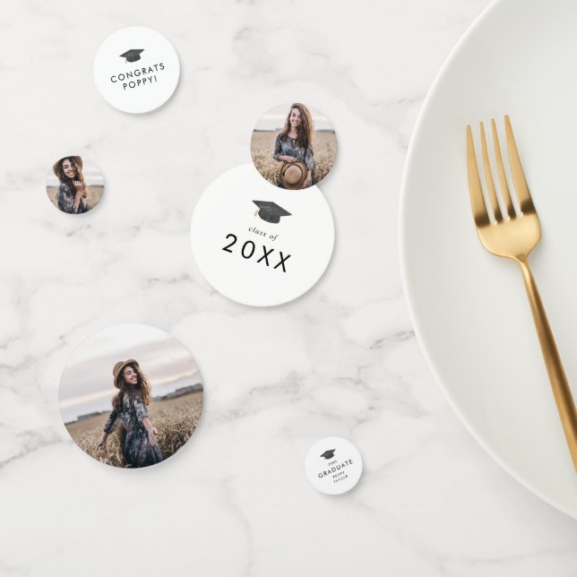 Chic Grad Cap Congrats Grad Graduation Photo Confetti (Group)