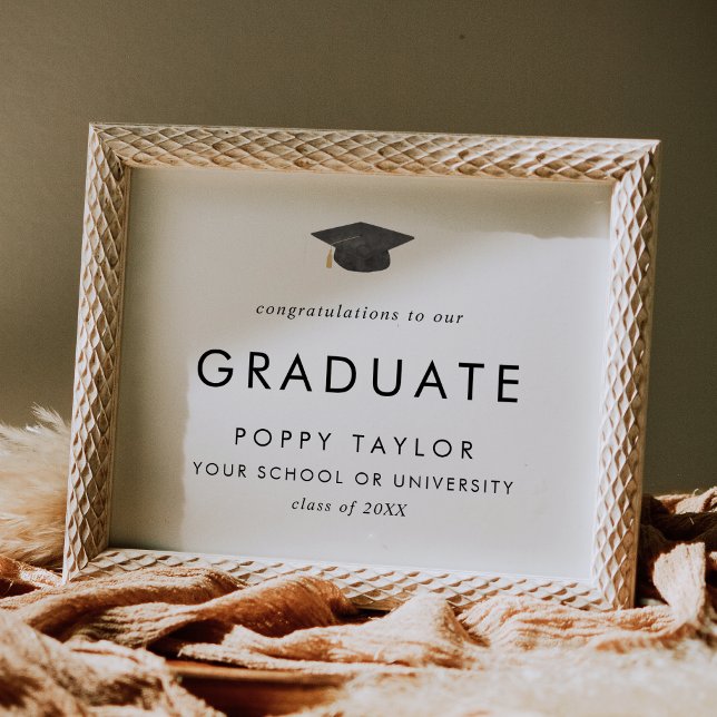 Chic Grad Cap Congratulations Graduate Poster (Creator Uploaded)