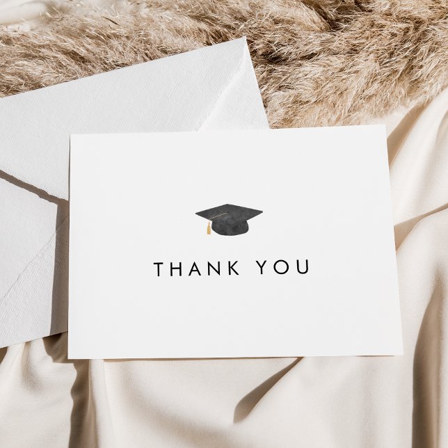 Chic Grad Cap Graduation Thank You Card (Creator Uploaded)