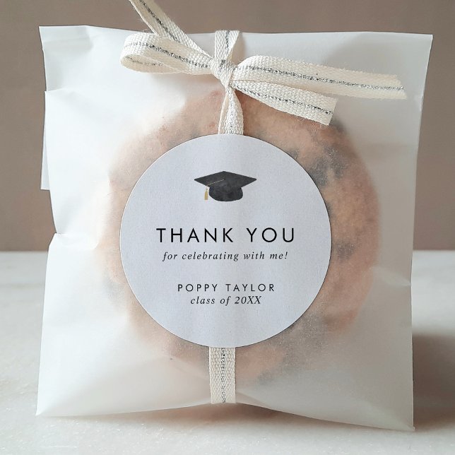 Chic Grad Cap Thank You Graduation Favour Sticker (Creator Uploaded)