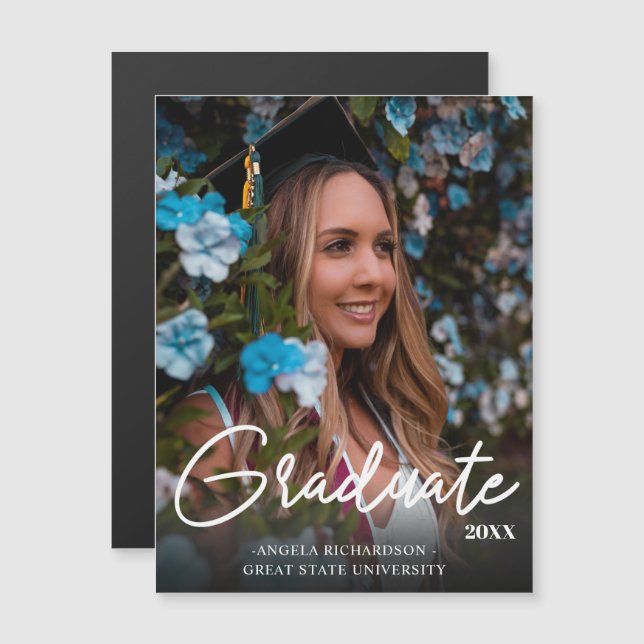 Chic Graduate 2 & Photo Graduation Magnet Darker (Front/Back)