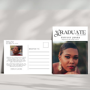 Chic Graduate Magazine Photo Graduation Thank You Postcard