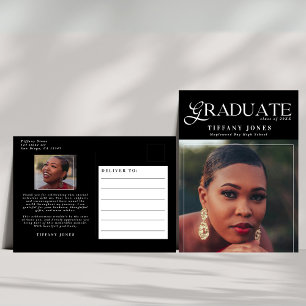 Chic Graduate Magazine Photo Graduation Thank You Postcard