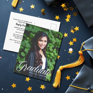 Chic Graduate Photo 2025 Graduation Announcement Postcard