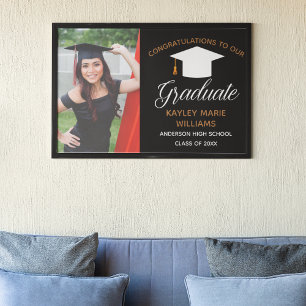 Chic Graduate Photo Black Graduation Party Poster