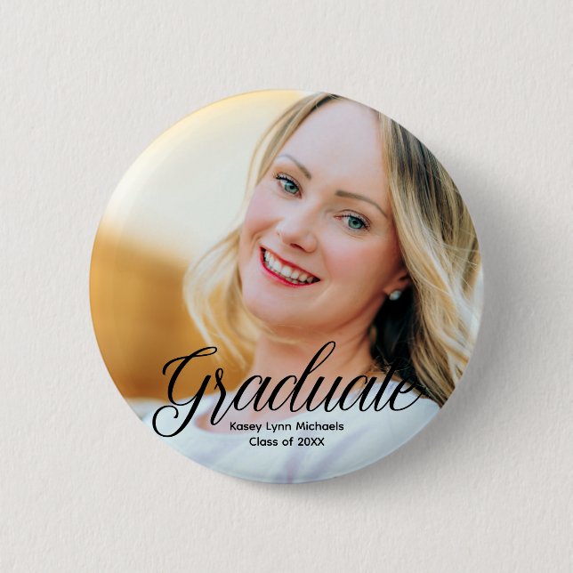 Chic Graduate Photo Custom 2024 Graduation 6 Cm Round Badge (Front)