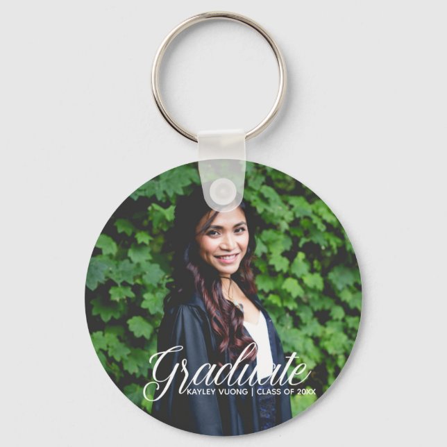 Chic Graduate Photo Custom 2025 Graduation Key Ring (Front)