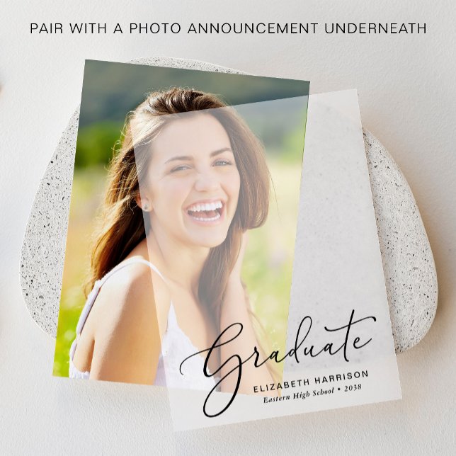 Chic Graduation Announcement Vellum Overlay (Elevate your graduation announcements with our timeless vellum overlays)
