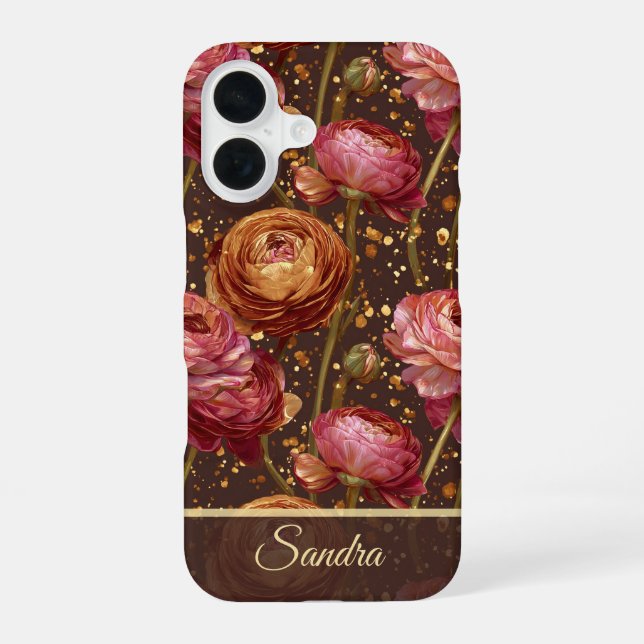 Chic Graduation Gift Ranunculus Custom iPhone 16 Case (Back)