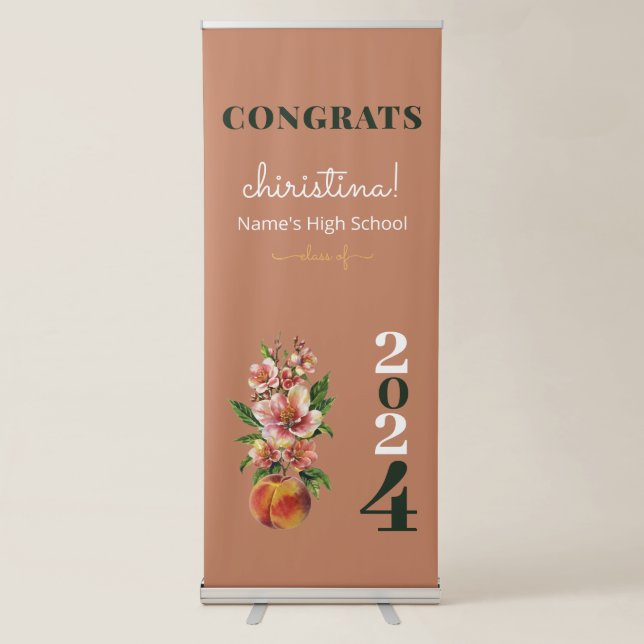 Chic Graduation Party Class Of 2024 Peach Banner (Front)