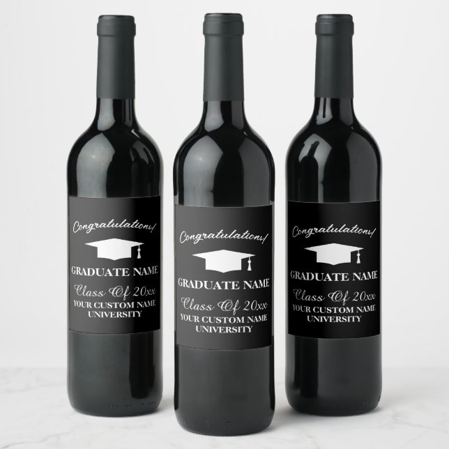 Chic graduation party wine bottle lables for grads label (Bottles)