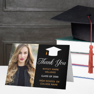 Chic Graduation Photo 2025 Elegant Graduate Thank You Card