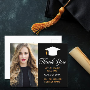 Chic Graduation Photo 2026 Graduate Thank You Postcard