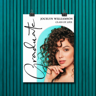 Chic Graduation Script Arch Photo Poster