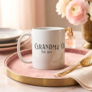 Chic Grandma Established Personalise Name Year Coffee Mug