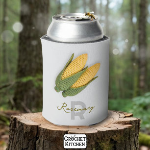 Chic Grandma's Garden Modern Crochet Corn Name Can Cooler