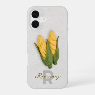 Chic Grandma's Garden Modern Crochet Corn Name iPhone 16 Case