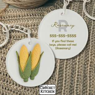 Chic Grandma's Garden Modern Crochet Corn Name Key Ring