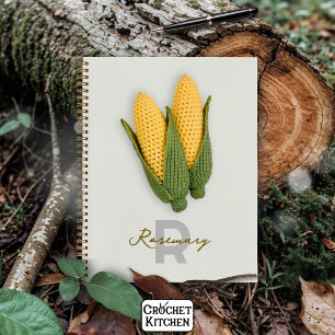 Chic Grandma's Garden Modern Crochet Corn Name  Notebook