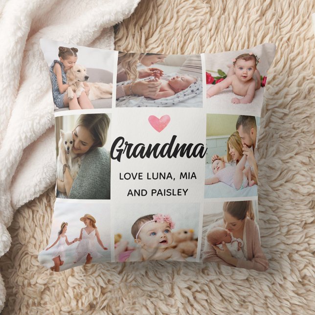 Chic Grandmother's Love: Personalised Heart Photo Cushion (Creator Uploaded)