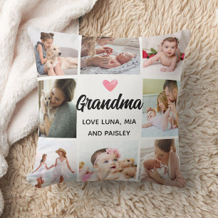 Chic Grandmother's Love: Personalized Heart Photo Cushion