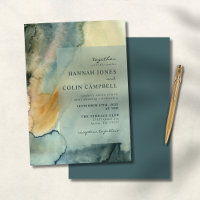 Chic Granite Blue Green Watercolor Wedding