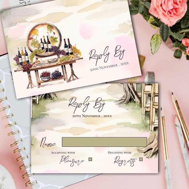 Chic Grapevine-Inspired Winery Rustic Wedding RSVP Card (Chic Grapevine-Inspired Winery Rustic Wedding RSVP Card)