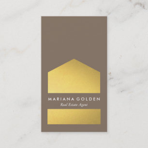 Chic Graphic Gold Real Estate Agent Business Card