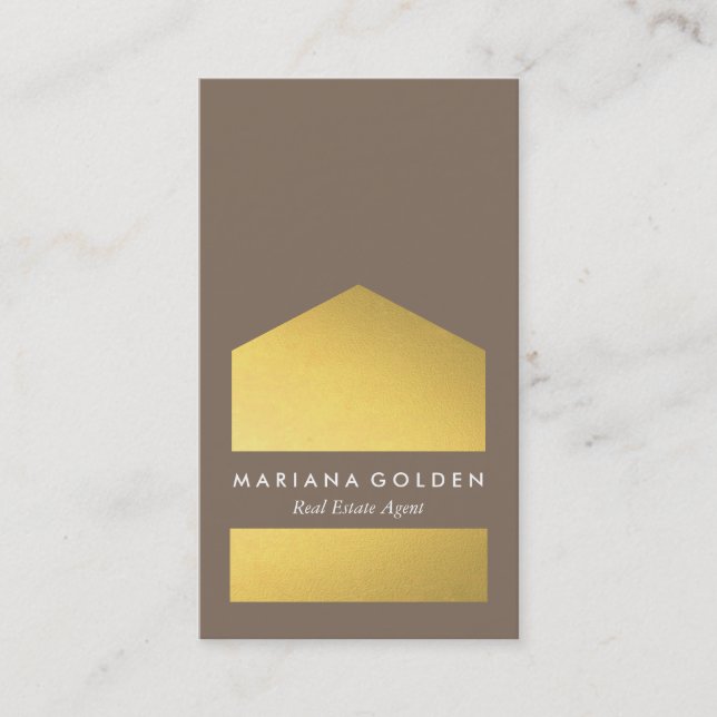 Chic Graphic Gold Real Estate Agent Business Card (Front)