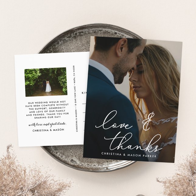 Chic Gratitude | Wedding Photo Thank You Postcard (Creator Uploaded)