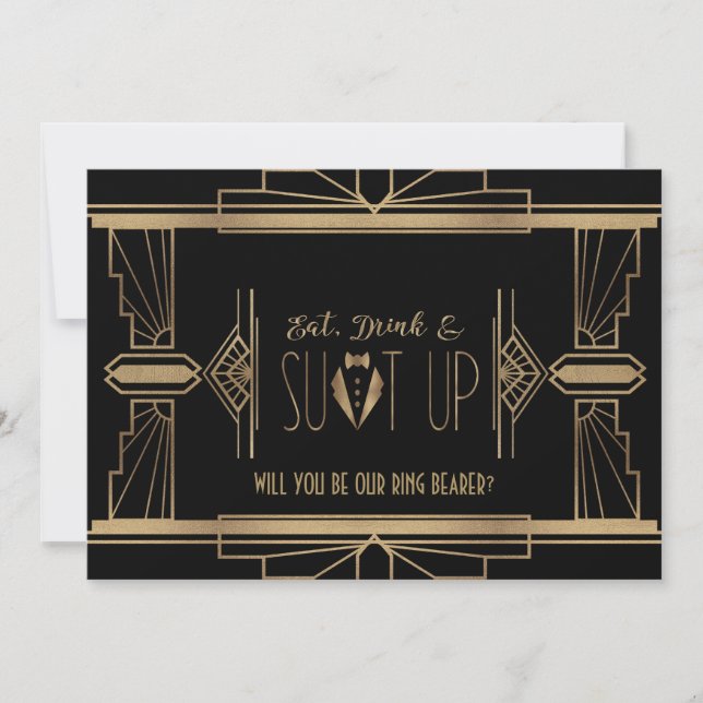 Chic Great Gatsby WILL YOU BE MY RING BEARER Invitation (Front)