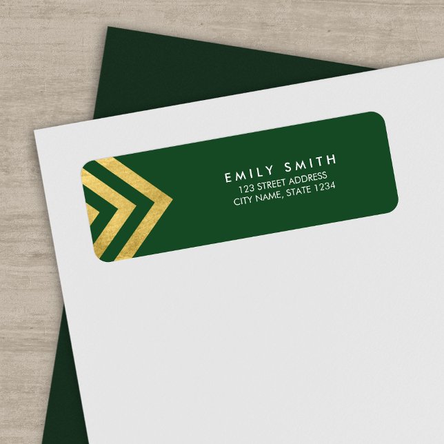 Chic Green and Faux Gold Geometric Address (Creator Uploaded)