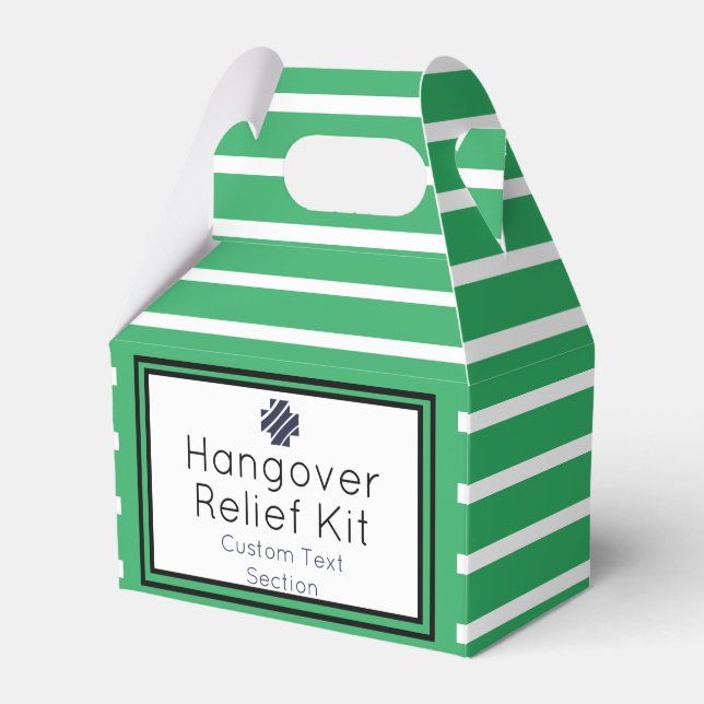Chic Green and Navy  Hangover Relief Kit Favour Bo Box (Front Side)