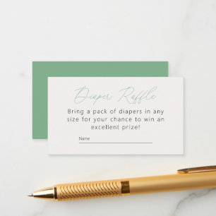 Chic Green Baby Shower Diaper Raffle Enclosure Card