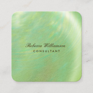 Chic Green Brushed Metal Square Business Card