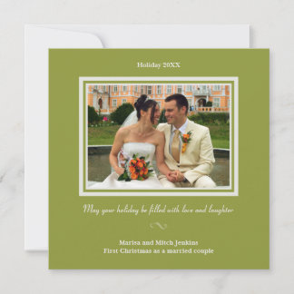 Chic green Christmas holiday photo greeting card