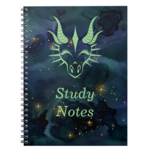 Chic Green Dragon Head & Dark Blue Universe Notebook