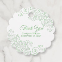 Chic Green Florishes Wedding Favour Tags