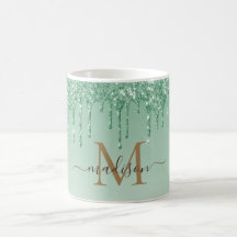 Chic  green Glitter Monogram 