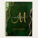 Chic Green Gold Glitter Agate Custom Monogram 2024 Planner<br><div class="desc">This chic personalised planner will keep your schedule organised and features a green agate pattern with gold glitter. Customise your monogram and name in hand lettered script calligraphy. Below it reads "20XX PLANNER". Designed just for you by ExtremeTees.</div>