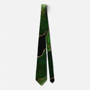 Chic  Green Gold Glitter Agate Marble Wedding Tie