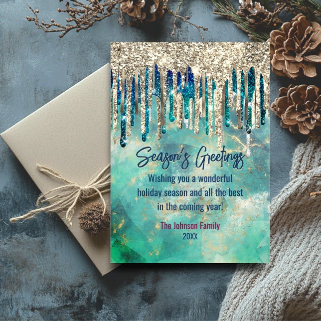 Chic green gold glitter drips Christmas new year (Creator Uploaded)