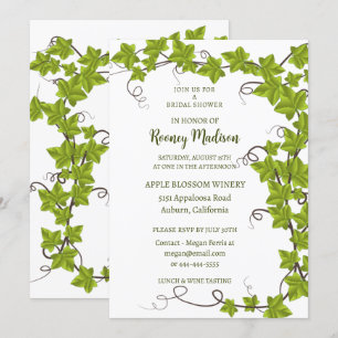 Chic Green Ivy Bridal Shower Invitation
