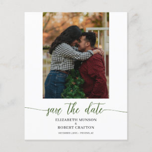 Chic Green Photo Wedding Save The Date